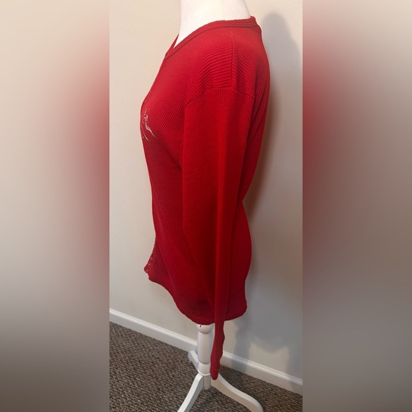 Harley Davison Long Sleeve Thermal Eye Hook Cardigan Red Size XL - Picture 3 of 9